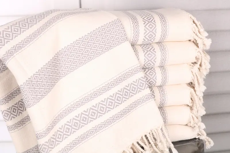 Personalized Diamond Towel Gray Organic Cotton, 36x71 Inches