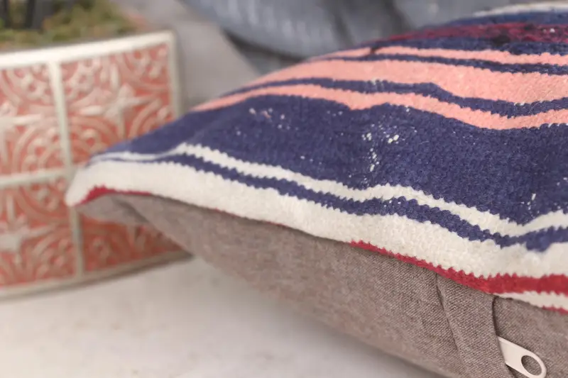 Office Chair Pillow, Authentic Pillow Cover, Turkish Kilim Pillow, Kilim Cushion Sham, 12x12 Blue Pillow Case, Handmade Kilim Cushion, Pillow Sham - 7