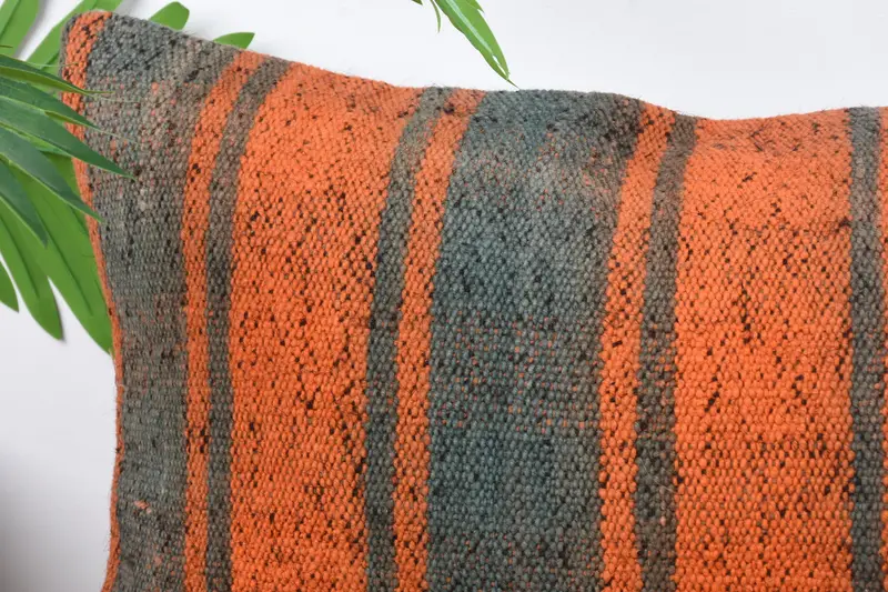Cushion, Custom Cushion, 12x36 Orange Pillow Cover, Kilim Pillow, Kilim Pillow Cover, Square Throw Pillow Sham, Handmade Kilim Cushion - 2