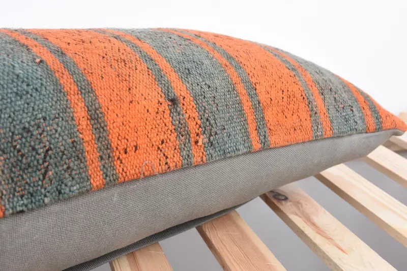 Cushion, Custom Cushion, 12x36 Orange Pillow Cover, Kilim Pillow, Kilim Pillow Cover, Square Throw Pillow Sham, Handmade Kilim Cushion - 7