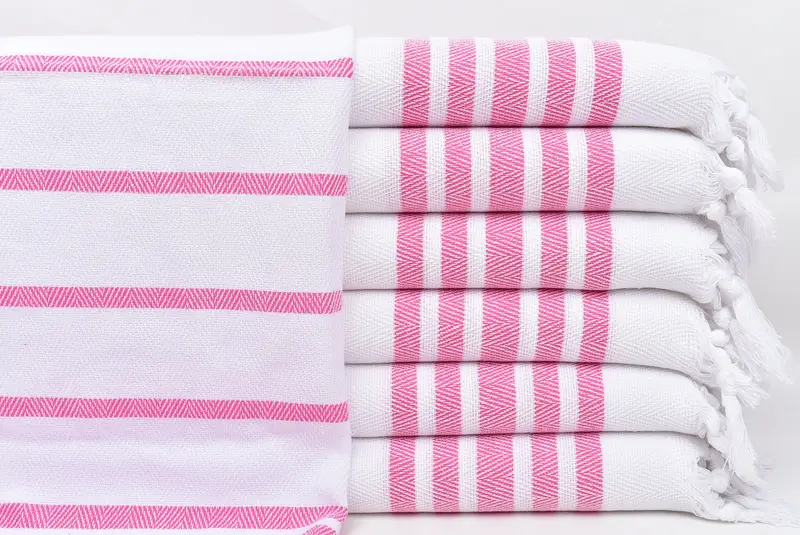 Dish Towel Turkish Cotton Pink Chevron, 24x36 Inches