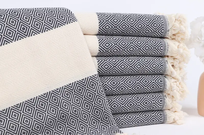 Monogrammed Beach Towel Dark Navy Blue Turkish Cotton, 40x71 Inches