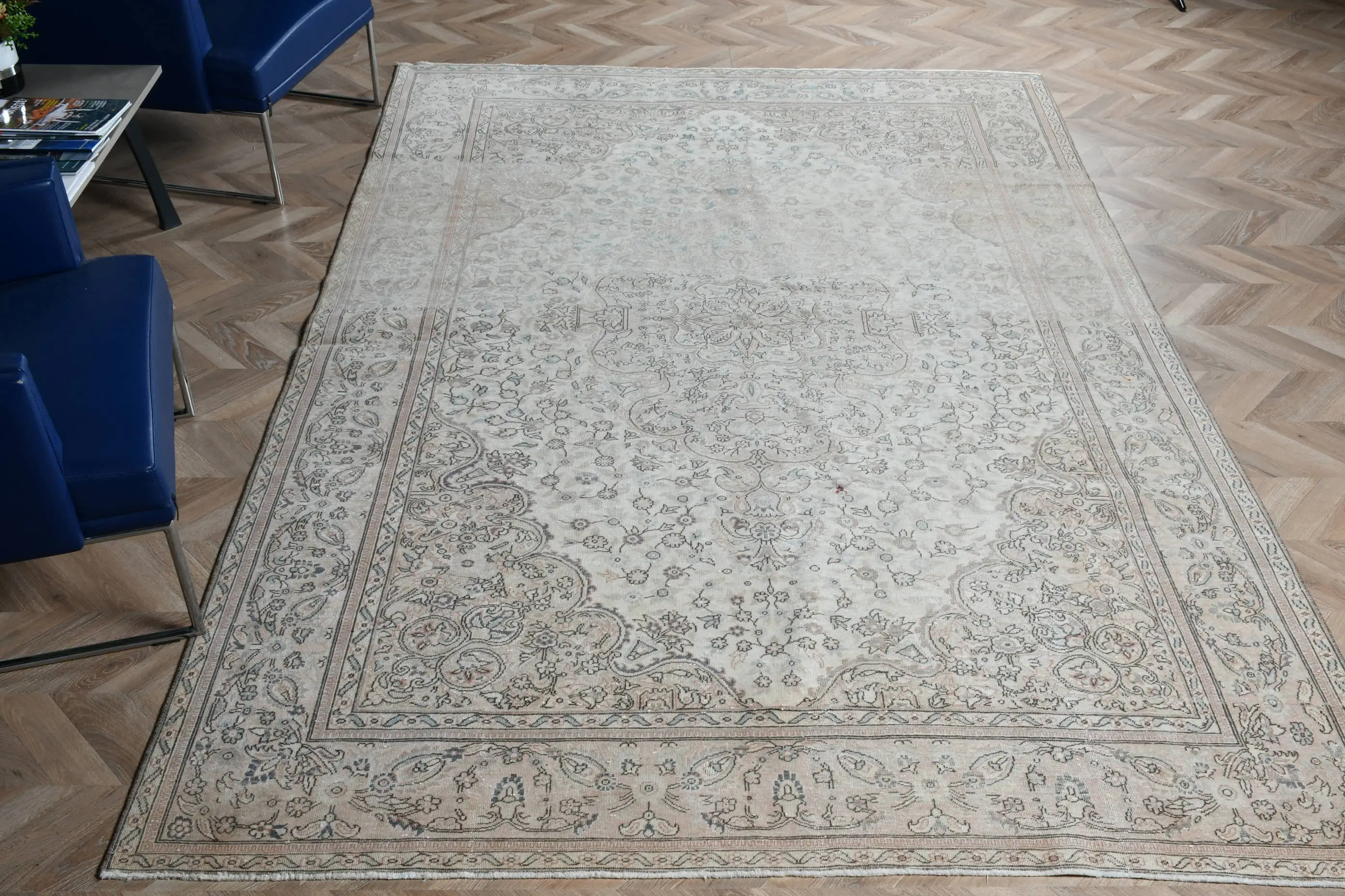 6.55x9.9 ft Türk Halısı, Kilim, Gri Katı Halı Yün - 1