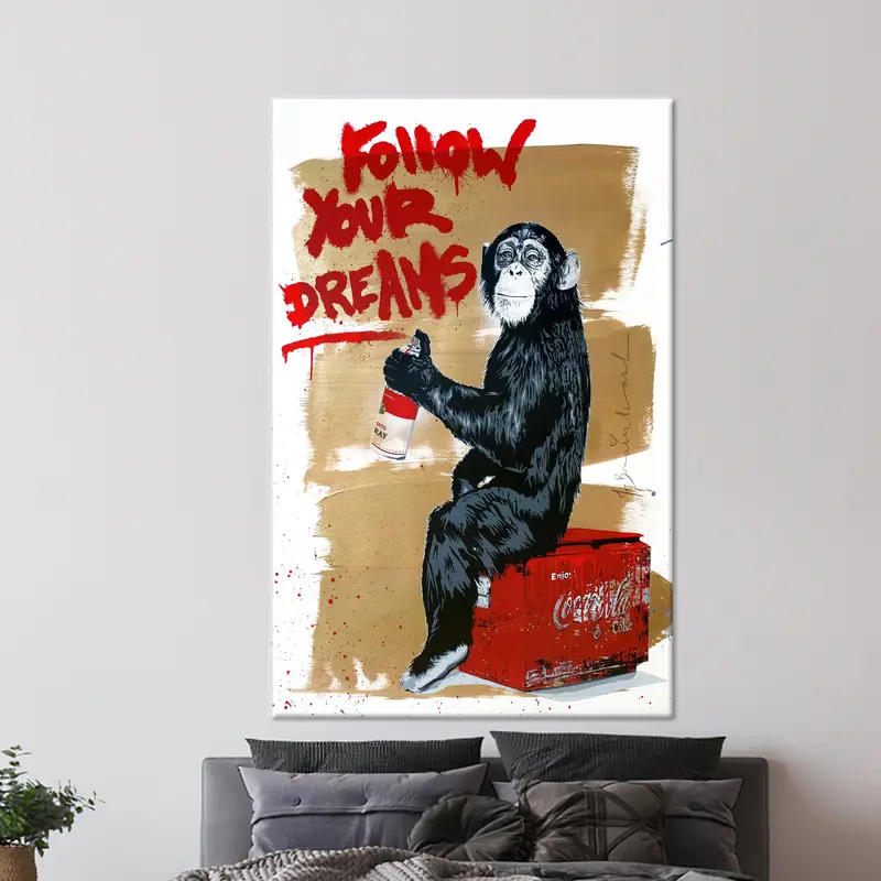 Eleganter Banksy Monkey Graffiti Dreams Leinwanddruck