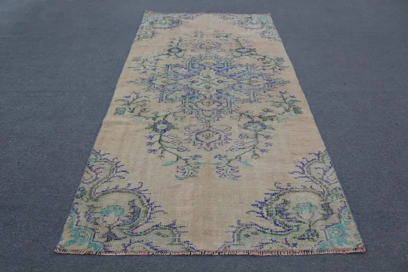 Pembe & Mavi Çizgili Halı, 4,3x8,6 ft Şık Dekor