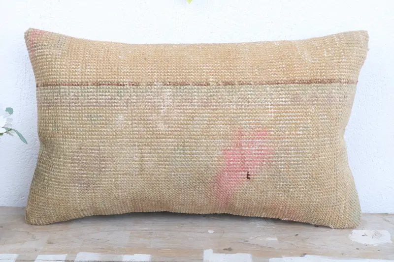 12x20 Beige Cushion, Vintage Throw Pillow Cover, Pillow Sham, Boho Pillow Sham Cover, Gift Pillow, Cozy Throw Cushion Cover, Kilim Pillow Cover - 2