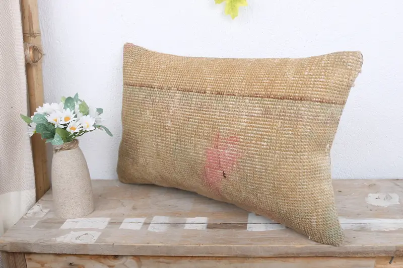 12x20 Beige Cushion, Vintage Throw Pillow Cover, Pillow Sham, Boho Pillow Sham Cover, Gift Pillow, Cozy Throw Cushion Cover, Kilim Pillow Cover - 4