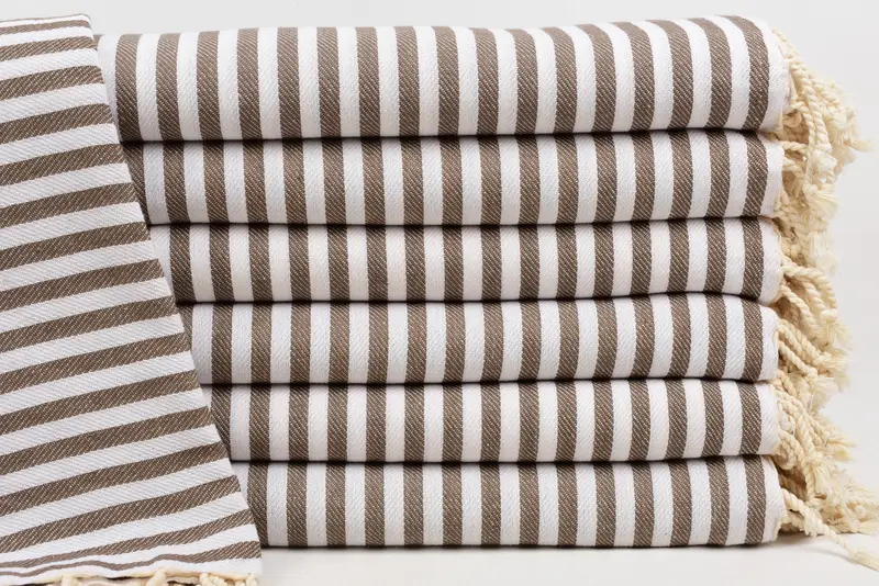 Personalized Bridesmaid Gift Bath Towel Brown Striped, 70x40 Inches