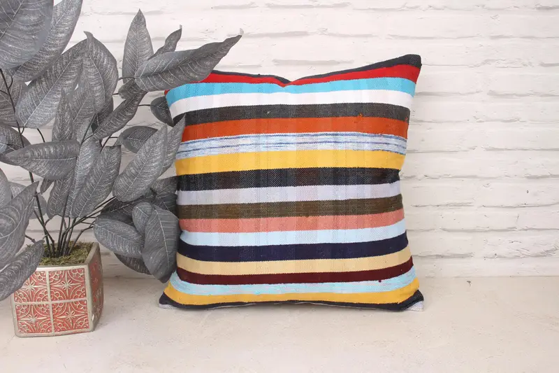 Pastel Cushion, 18x18 White Pillow, Cotton Pillow Sham, Designer Throw Pillow, Gift Pillow, Turkish Pillow, Pet Cushion, Pillow Cover, Kilim Pillow - 1