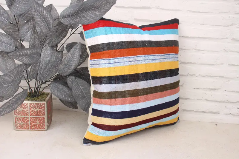 Pastel Cushion, 18x18 White Pillow, Cotton Pillow Sham, Designer Throw Pillow, Gift Pillow, Turkish Pillow, Pet Cushion, Pillow Cover, Kilim Pillow - 3