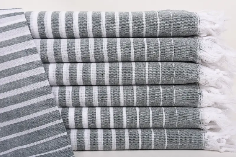 Home Gift Custom Turkish Towel, White-Dark Green Stripe, 69x40 Inches