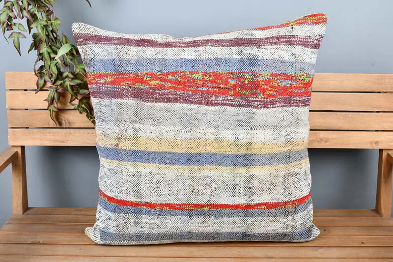 Gift Pillow, Vintage Pillow Cover, Cushion Cover, Kilim Pillow Cover, Custom Cushion Cover, Pillow for Couch, 28x28 Beige Pillow, Indoor Cushion - 6