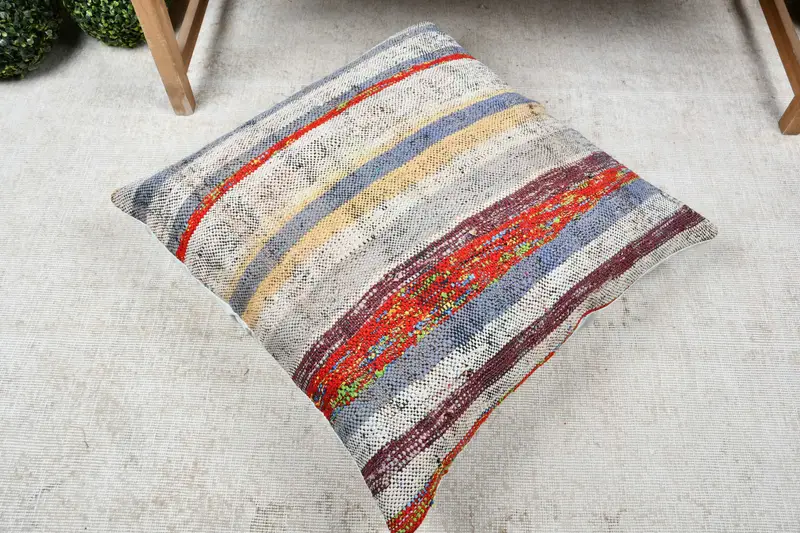 Gift Pillow, Vintage Pillow Cover, Cushion Cover, Kilim Pillow Cover, Custom Cushion Cover, Pillow for Couch, 28x28 Beige Pillow, Indoor Cushion - 8