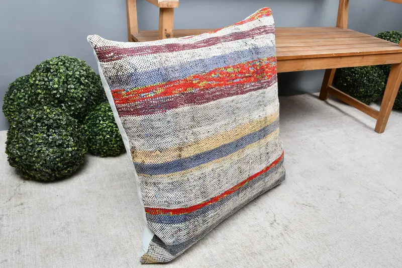 Gift Pillow, Vintage Pillow Cover, Cushion Cover, Kilim Pillow Cover, Custom Cushion Cover, Pillow for Couch, 28x28 Beige Pillow, Indoor Cushion - 7