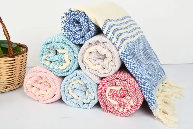 Beach Monogram Towel Organic Cotton Beige, 70x40 cm