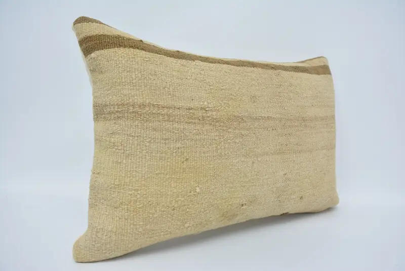 枕のシャム、ソファ用の枕、ニットクッションケース、手作りのキリムクッション、16x24ベージュクッションカバー、ボーホ枕、屋内枕ケース、レトロ枕 - 3