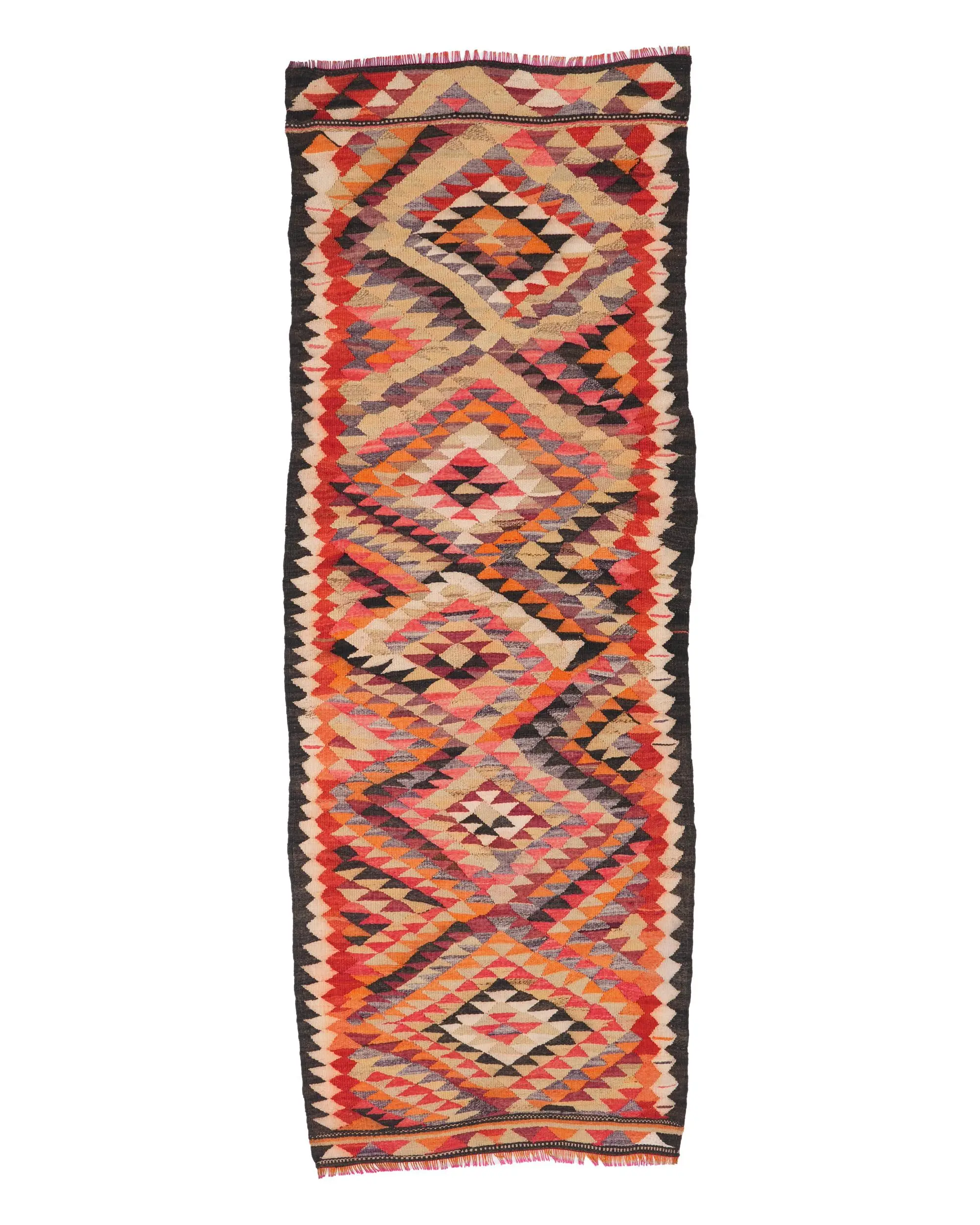 3.2x8.9 ft Rug, Turkish Vintage Rug, Herki Red Plants & trees Rug - 1