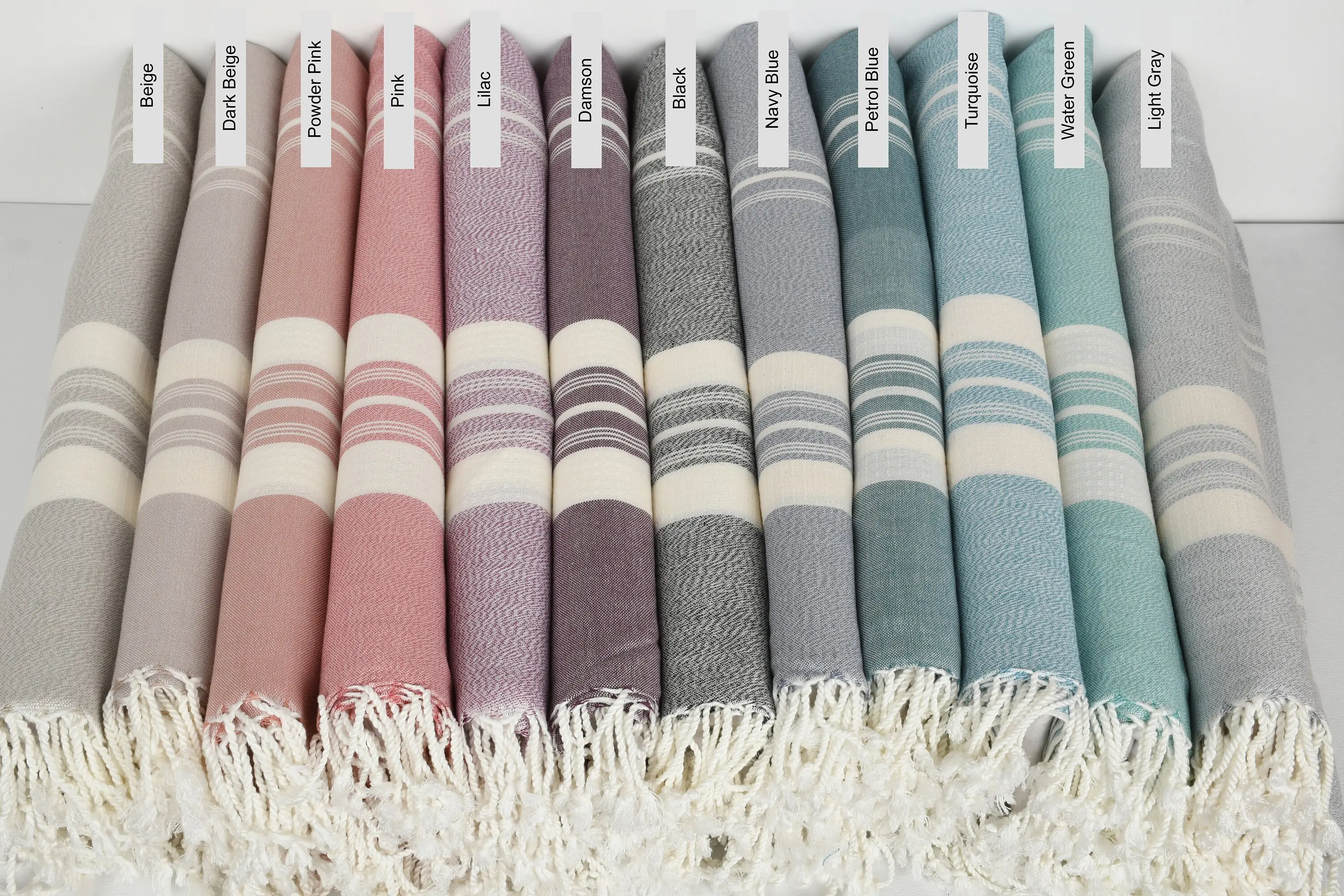 Striped Turkish Towel Beach Cotton, Beige, Organic, 38x60 Inches - 1