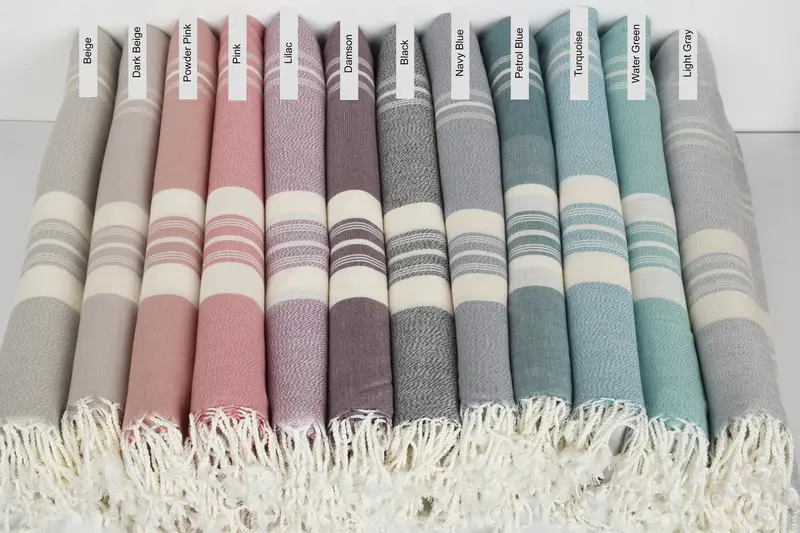 Striped Turkish Towel Beach Cotton, Beige, Organic, 38x60 Inches