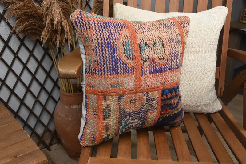 Interior Designer Pillow, Boho Pillow Sham Cover, Living Room Throw Pillow Cover, 14x14 Blue Pillow Cover, Pillow Sham, Home Decor Pillow - 2
