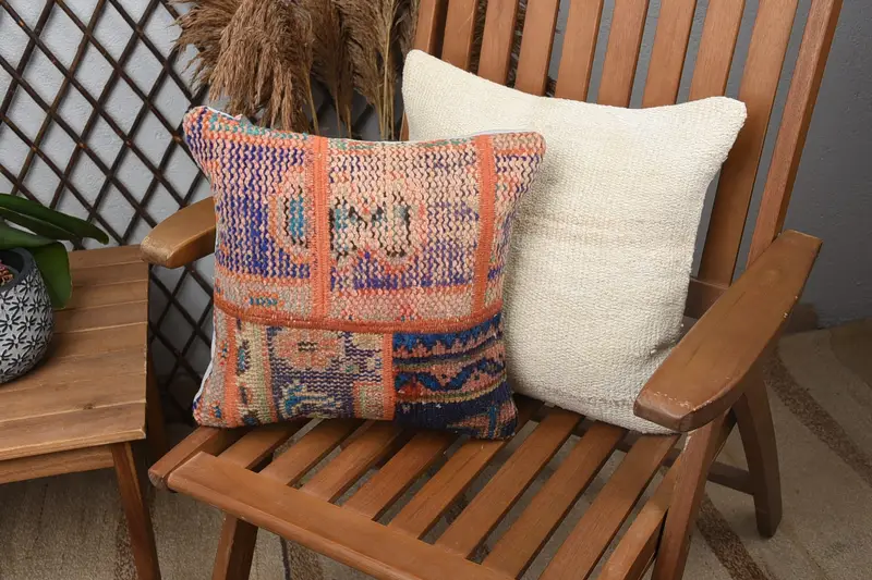 Interior Designer Pillow, Boho Pillow Sham Cover, Living Room Throw Pillow Cover, 14x14 Blue Pillow Cover, Pillow Sham, Home Decor Pillow - 1