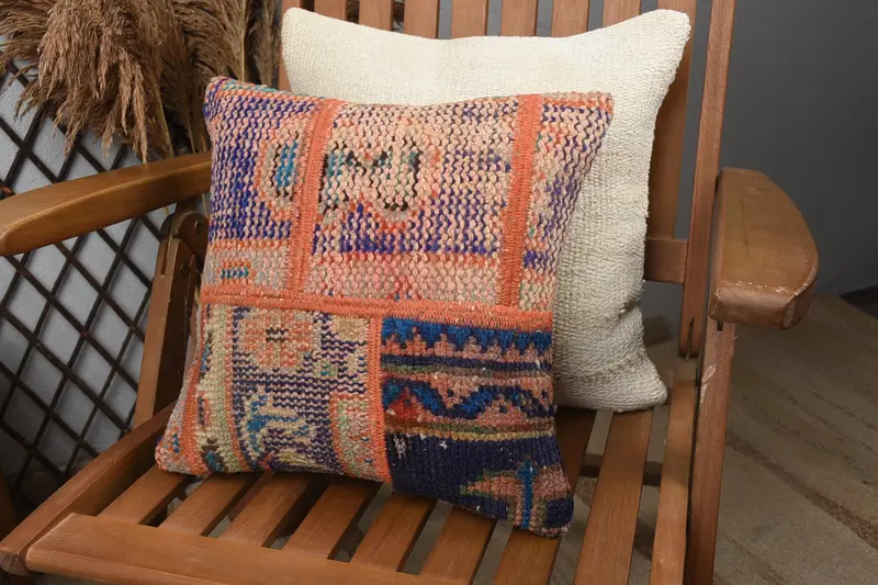 Interior Designer Pillow, Boho Pillow Sham Cover, Living Room Throw Pillow Cover, 14x14 Blue Pillow Cover, Pillow Sham, Home Decor Pillow - 3