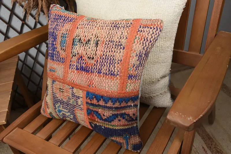 Interior Designer Pillow, Boho Pillow Sham Cover, Living Room Throw Pillow Cover, 14x14 Blue Pillow Cover, Pillow Sham, Home Decor Pillow - 5