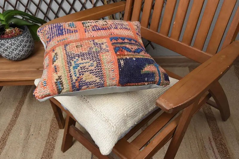 Interior Designer Pillow, Boho Pillow Sham Cover, Living Room Throw Pillow Cover, 14x14 Blue Pillow Cover, Pillow Sham, Home Decor Pillow - 4
