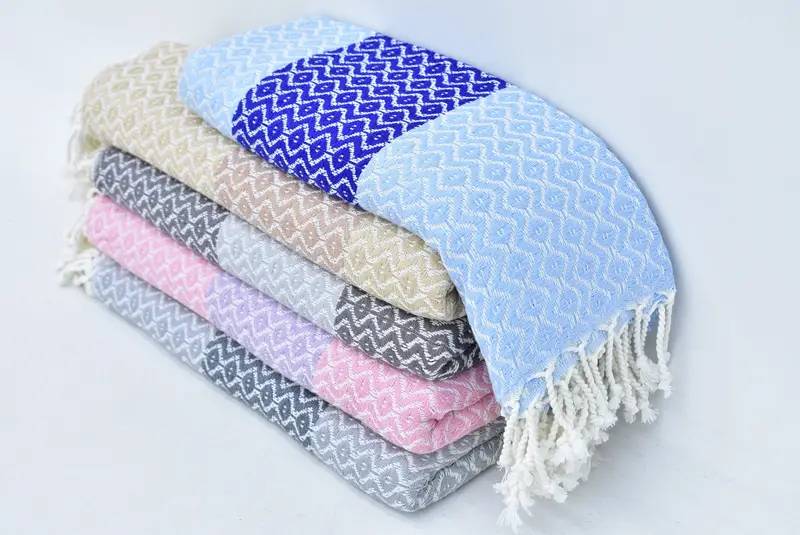 Turkish Bath Towel Monogrammed Dark Gray-Light Gray Striped, 70x40 Inches