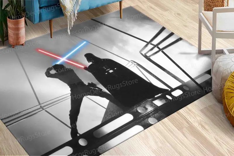 エレガントなスター・ウォーズ プリント ラグ: ダース・ベイダー & ルーク・スカイウォーカー
