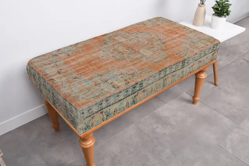 Kilim-Inspired Ottoman, Modular Wool Blend Sofa Set Ottoman