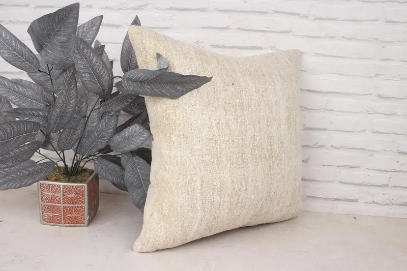 20x20 Beige Pillow Sham, Pillow, Home Decor Pillow, Turkish Pillow, Vintage Kilim Throw Pillow, Turkish Rugs Cushion Cover, Boho Throw Pillow Sham - 3