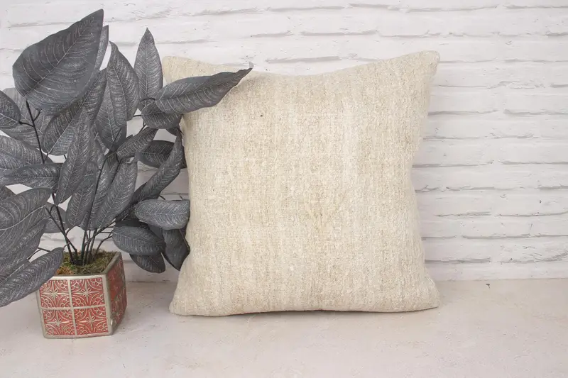 20x20 Beige Pillow Sham, Pillow, Home Decor Pillow, Turkish Pillow, Vintage Kilim Throw Pillow, Turkish Rugs Cushion Cover, Boho Throw Pillow Sham - 1