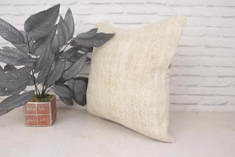 20x20 Beige Pillow Sham, Pillow, Home Decor Pillow, Turkish Pillow, Vintage Kilim Throw Pillow, Turkish Rugs Cushion Cover, Boho Throw Pillow Sham - 4