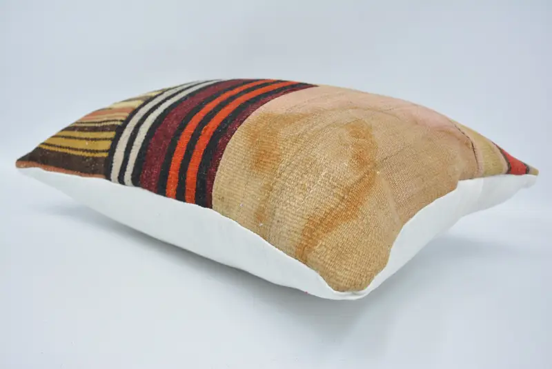 Boho Pillow, Rustic Cushion Cover, Sofa Bolster Pillow, Pillow Cover, Turkish Kilim Pillow, Toss Cushion, Pillow for Couch, 16x24 Beige Pillow - 6