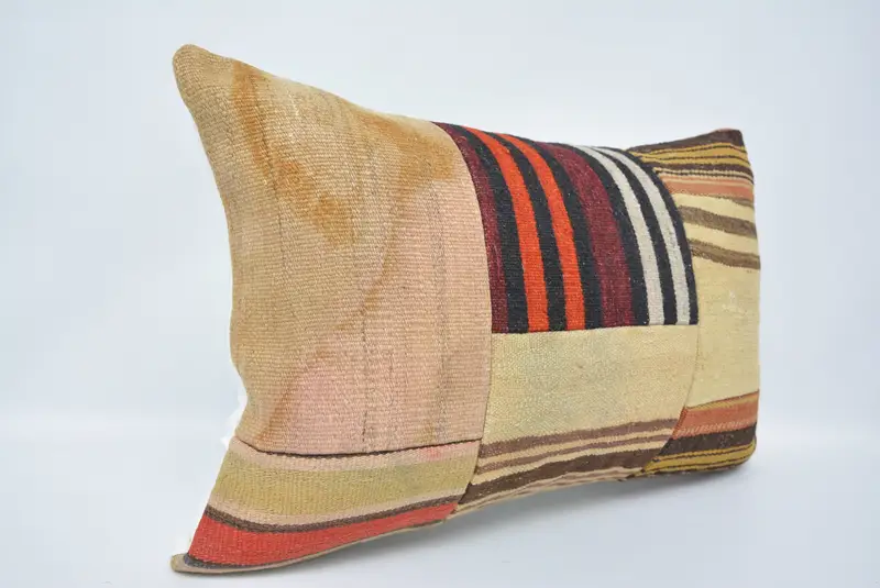 Boho Pillow, Rustic Cushion Cover, Sofa Bolster Pillow, Pillow Cover, Turkish Kilim Pillow, Toss Cushion, Pillow for Couch, 16x24 Beige Pillow - 3