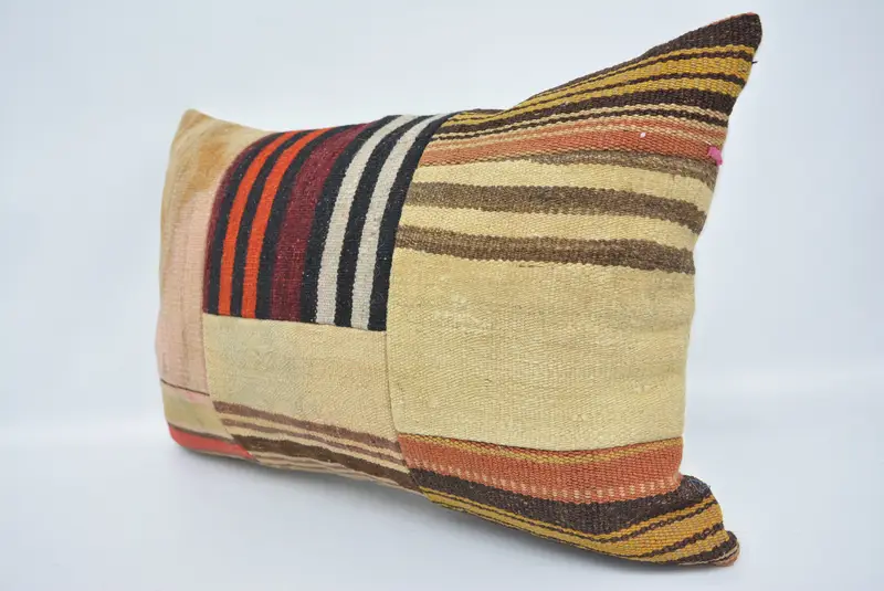 Boho Pillow, Rustic Cushion Cover, Sofa Bolster Pillow, Pillow Cover, Turkish Kilim Pillow, Toss Cushion, Pillow for Couch, 16x24 Beige Pillow - 4