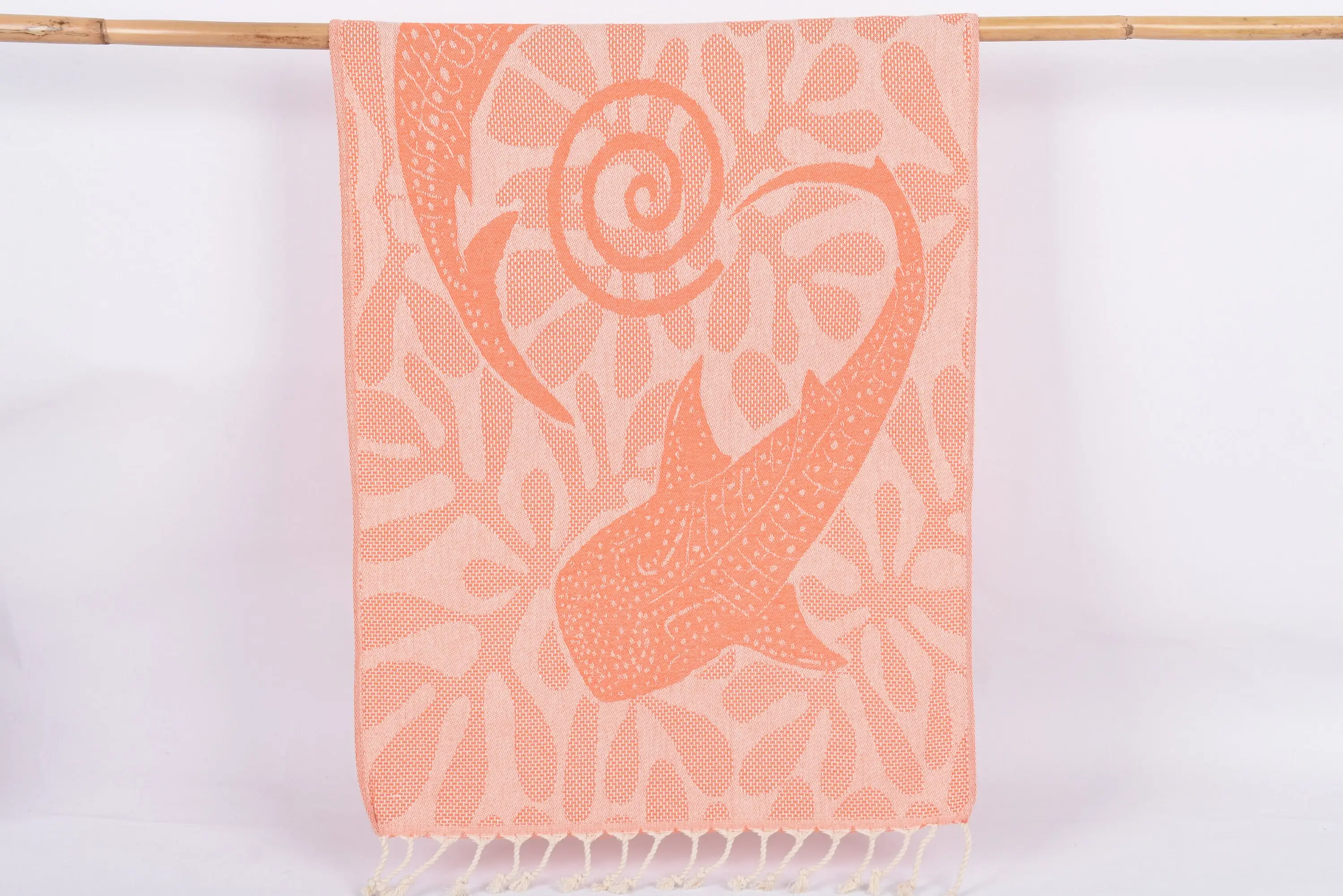 Personalized Dish Towel Orange Whale Design, Cotton, 40x18 Inches - 1