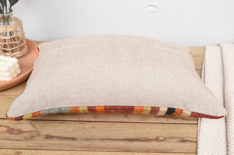 Pillow for Couch, Vintage Kilim Throw Pillow, Cushion, Vintage Kilim Pillow Cushion Case, 12x20 Red Pillow Sham, Kilim Cushion Sham - 6