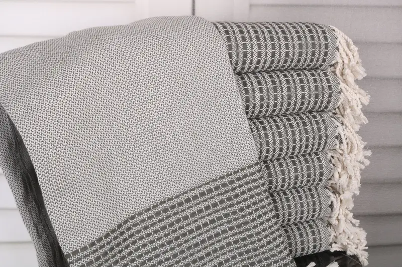 36x69 Inches Khaki Green Cotton Towel, Personalized Gift, Turkish Beach Towel