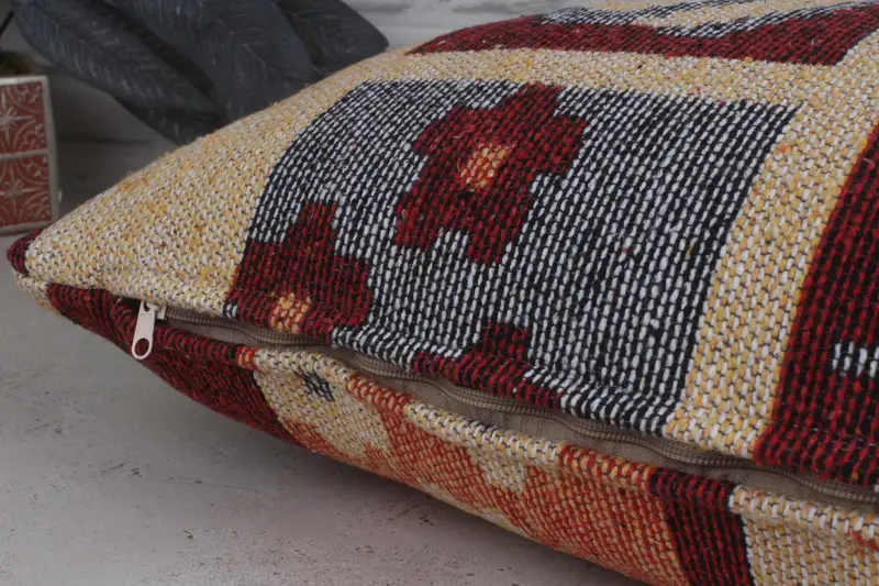 16x36 Beige Cushion Cover, Handwoven Pillow, Pillow for Sofa, Vintage Kilim Pillow, Cotton Cushion, Cushion Cover, Turkish Kilim Pillow - 6