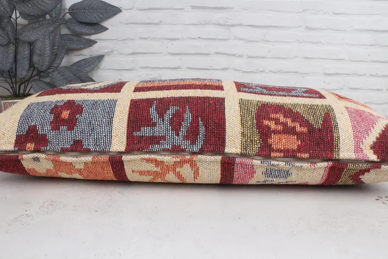16x36 Beige Cushion Cover, Handwoven Pillow, Pillow for Sofa, Vintage Kilim Pillow, Cotton Cushion, Cushion Cover, Turkish Kilim Pillow - 5