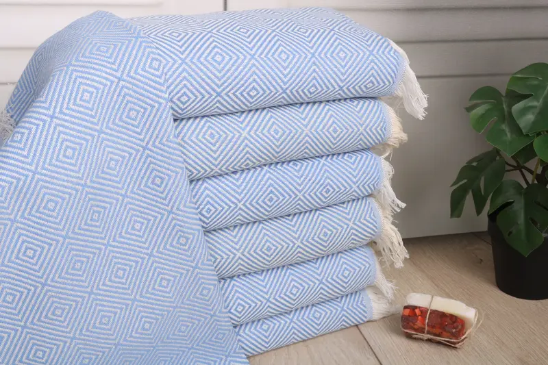 Bridesmaid Gift Diamond Tea Towel Light Blue Cotton 20x28 Inches