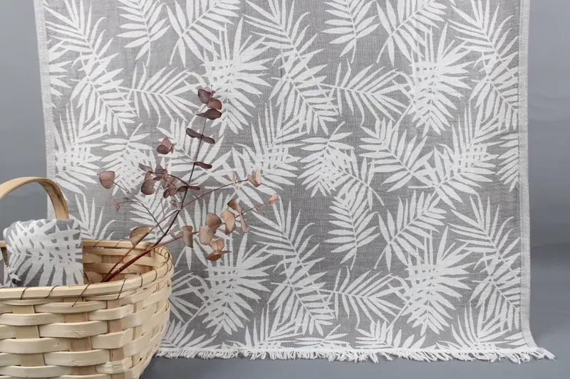 Personalized Organic Beach Towel Floral Pattern Dark Gray, 40x63 Inches