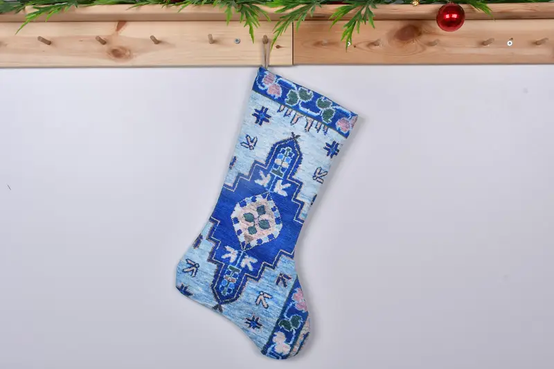 Festlicher Weihnachtsstrumpf in Grün und Rosa, Weihnachtsdekoration