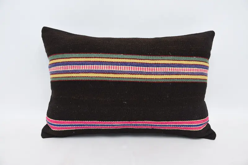 Cotton Pillow Case, Pillow Sham, Turkish Kilim Pillow, Home Decor Pillow, 16x24 Brown Pillow Case, Vintage Pillow, Comfy Throw Pillow Sham - 1