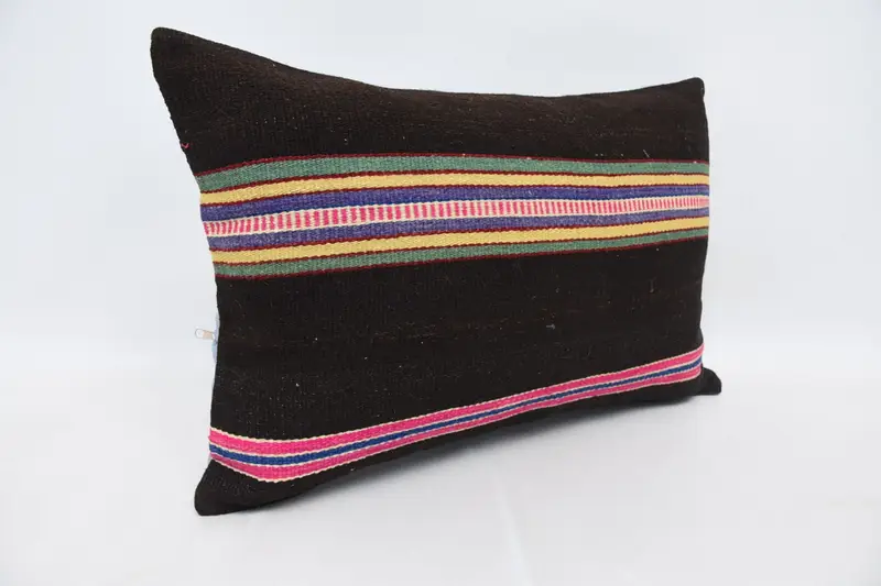 Cotton Pillow Case, Pillow Sham, Turkish Kilim Pillow, Home Decor Pillow, 16x24 Brown Pillow Case, Vintage Pillow, Comfy Throw Pillow Sham - 3