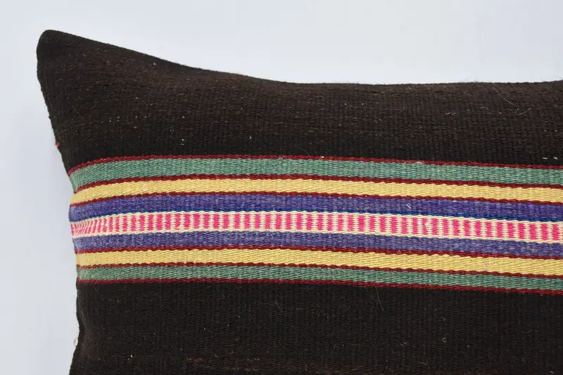 Cotton Pillow Case, Pillow Sham, Turkish Kilim Pillow, Home Decor Pillow, 16x24 Brown Pillow Case, Vintage Pillow, Comfy Throw Pillow Sham - 2