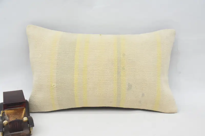 Pillow Case, Vintage Kilim Throw Pillow, 12x20 Beige Cushion Case, Ethnic Pillow Cover, Kilim Pillow Cover, Boho Pillow, Natural Pillow Cover - 4