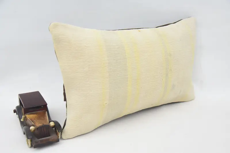Pillow Case, Vintage Kilim Throw Pillow, 12x20 Beige Cushion Case, Ethnic Pillow Cover, Kilim Pillow Cover, Boho Pillow, Natural Pillow Cover - 2